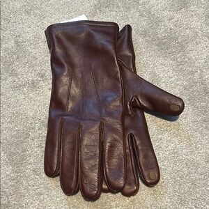 J. Crew Men's Brown Leather Gloves with cashmere lining